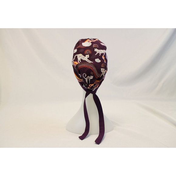Purple Leopard Surgical Scrub Cap Dentist Vet Chemo Hat - Picture 2 of 5